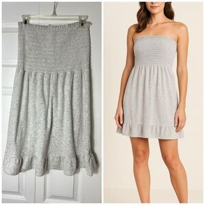 Juicy Couture Grey Velour Strapless Ruffle Tube Dress Size Large